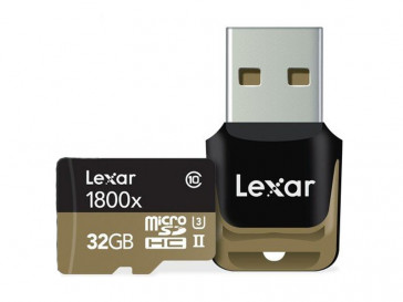 MICRO SDHC 32GB 1800X UHS-II + LECTOR USB 3.0 LSDMI32GCRBEU1800R LEXAR
