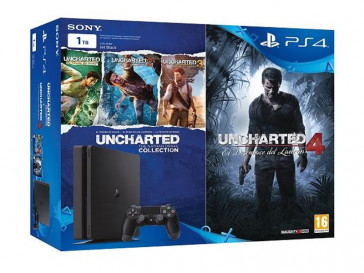 CONSOLA PS4 1TB SLIM + UNCHARTED 4 + UNCHARTED COLLECTION 9896050 SONY