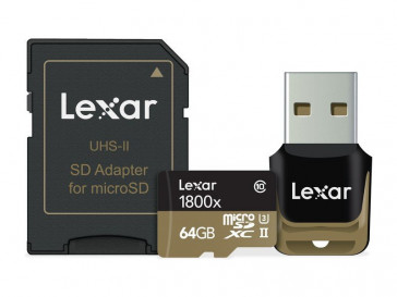 MICRO SDXC 64GB 1800X UHS-II + LECTOR USB 3.0 LSDMI64GCRBEU1800R LEXAR