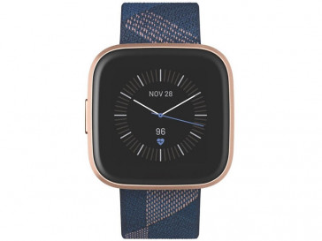 RELOJ INTELIGENTE VERSA 2 TEXTIL AZUL MARINO Y ROSA/ROSA COBRIZO ALUMINIO FITBIT