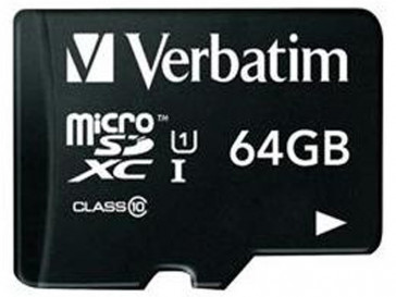 MICRO SDXC 64GB CLASE 10 + ADAPTADOR 44084 VERBATIM