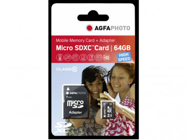 MICRO SDXC 64GB CLASE 10 + ADAPTADOR 10582 AGFA