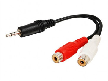 CABLE 6IN 3.5MM MALE TO 2 RCA 80135 C2G