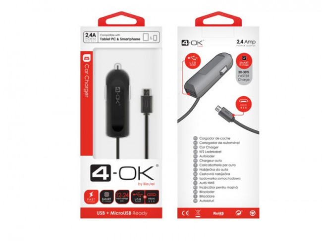 BLAUTEL CARGADOR MECHERO 4-OK USB + MICRO CABLE BLUS28 BLAUTEL - oferta:  9,50 € - Accesorios móviles