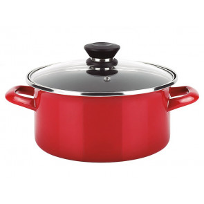 OLLA OPTIMAX + TAPA ACERO AISI 430 ROJA 24CM 78572 FAGOR