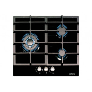 PLACA CRISTAL-GAS CATA LCI 6021 BK GAS NATURAL 58CM 3 QUEMADORES
