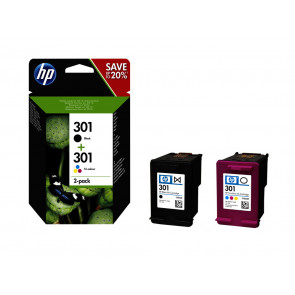 PACK 2 CARTUCHOS TINTA NEGRA/COLOR 301 (N9J72AE) HP