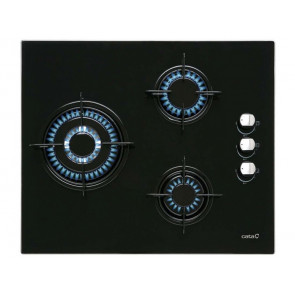 PLACA DE COCINA CATA CIB6021 BK GAS BUTANO 3 QUEMADORES