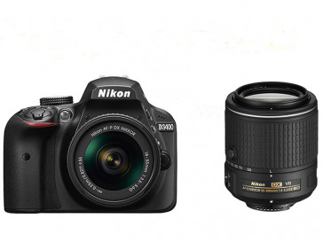 CAMARA REFLEX NIKON D3400 + AF-P 18/55 DX + 55/200 VR II + LIBRO + TRIPODE