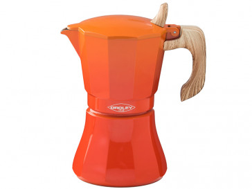 CAFETERA ALUMINIO 6 TAZAS PETRA COLOR NARANJA OROLEY