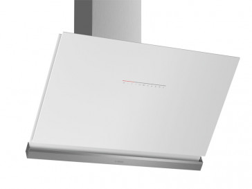 CAMPANA BOSCH DECORATIVA PARED INCLINADA 90CM CRISTAL BLANCO LED DWK98PR20