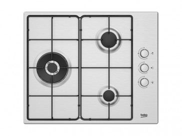 PLACA DE COCINA BEKO HIGG63125SCX GAS BUTANO 61CM 3 QUEMADORES