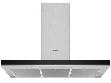 CAMPANA SIEMENS DECORATIVA PARED 90CM CRISTAL NEGRO/ACERO LED LC96BHM50