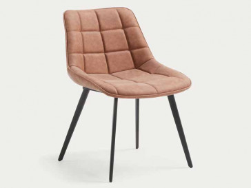 SILLA ADAM PIEL SINTETICA MARRON Y ACERO CC0248UE86-1/1 KAVEHOME