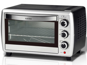 HORNO ELECTRICO LIBRE INSTALACION HAEGER 23L 1500W NEGRO/PLATA CON GRILL OLIVER OV-23G.016A