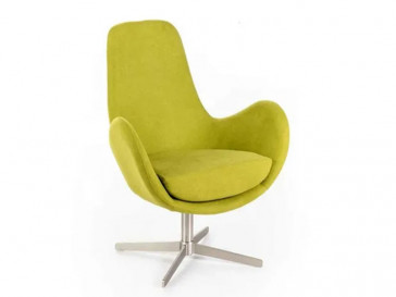 SILLÓN GIRATORIO OLGA CON ESTRUCTURA DE METAL CROMADO Y ASIENTO TAPIZADO EN TELA VERDE RE/036/VE STONES