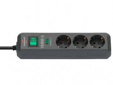 REGLETA ECO-LINE NEGRO 3 TOMAS + INTERRUPTOR 149906 BRENNENSTUHL