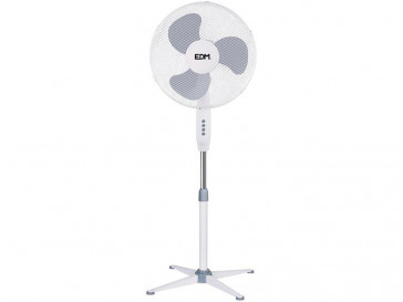 VENTILADOR PIE BLANCO 45W Ø ASPAS 40CM ALTURA REGULABLE 105-125CM 33500 EDM