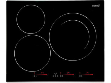 PLACA DE INDUCCION CATA INSB 6003 BK 60CM 3 ZONAS DE COCCION MARCO BISELADO FRONTAL