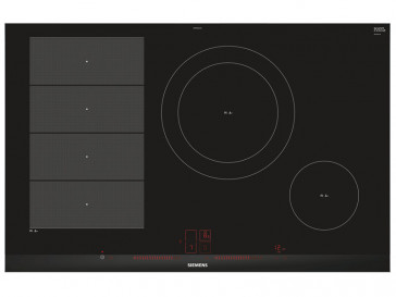 PLACA DE INDUCCION SIEMENS EX875LEC1E 80CM 4 ZONAS DE COCCION MARCO BISELADO DELANTERO Y PERFIL LATERAL