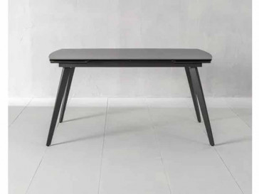 MESA EXTENSIBLE 140/200 X 90 CM NICOLAS BASE CERAMICA SOBRE VIDRIO TEMPLADO GRIS ANTRACITA Y PATAS METALICAS NEGRAS OM/356/GR STONES