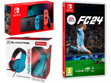 CONSOLA SWITCH NEON + FC24 SPORT + AURICULARES NINTENDO