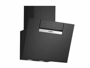 CAMPANA BOSCH DECORATIVA PARED INCLINADA 60CM CRISTAL NEGRO LED DWK67FN60