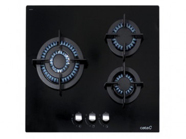 PLACA CRISTAL-GAS CATA CCI 6021 BK GAS NATURAL 59CM 3 QUEMADORES