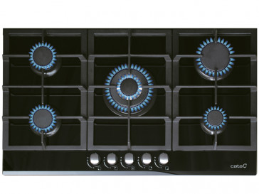 PLACA CRISTAL-GAS CATA LCI 941 BK GAS NATURAL 87.4CM 5 QUEMADORES