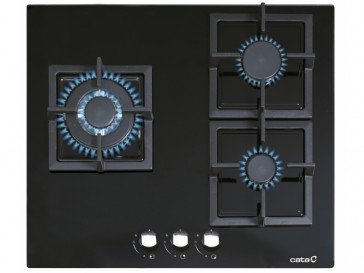 PLACA CRISTAL-GAS CATA SCI 6021 BK GAS NATURAL 59CM 3 QUEMADORES