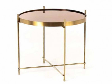 MESITA REDONDA 38 MARISSA BASE CRISTAL TEMPLADO BRONCE Y PATAS METALICAS  CO/074/MA STONES