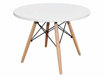 MESA REDONDA 4 PATAS MADERA DINAMARCA BLANCO BRUNETTE