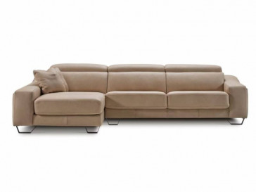 SOFA CINTHIA MOD 3 PL C/B DERECHO DESLIZANTE 177 (SENT. 76) + CHAISELONGUE SIN ARCÓN C/B IZQUIERDO CORTO 106 X 200 TELA SERIE 500 BRUTUS - LIGHT GREY PEDRO ORTIZ