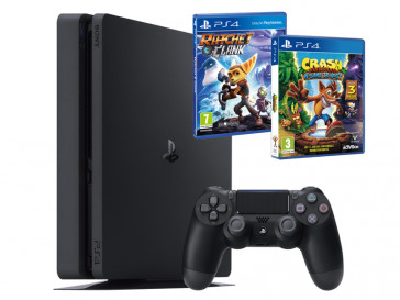 CONSOLA PS4 SLIM 1TB + CRASH BANDICOOT + RATCHET AND CLANK