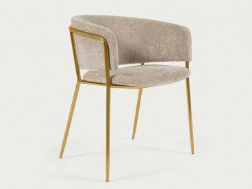 SILLA RUNNIE CHENILLA BEIGE Y ACERO CC0297BG12-1/1 KAVEHOME