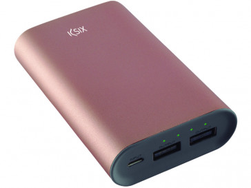 POWER BANK METAL 600MAH 2 USB ORO ROSA + CABLE BXBA6000M04 KSIX