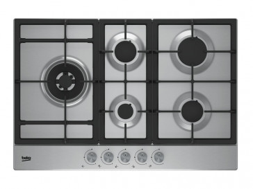PLACA DE COCINA BEKO HIAL-75225 SX GAS BUTANO 75CM 5 QUEMADORES