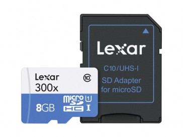 MICRO SDHC 8GB 300X UHS-I + ADAPTADOR LSDMI8GBBBEU300A LEXAR