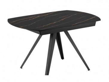 MESA EXTENSIBLE 120-180 KYOTO 120 BASE CRISTAL PALOMA Y PATAS METALICAS NEGRAS OM/208/T STONES