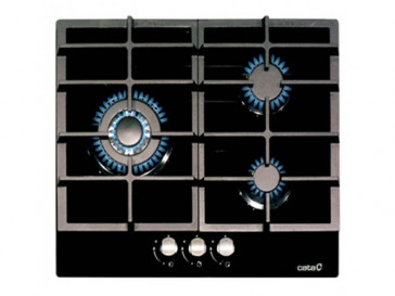 PLACA CRISTAL-GAS CATA LCI 6021 BK GAS NATURAL 58CM 3 QUEMADORES