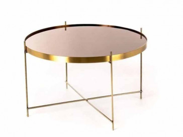 MESITA REDONDA 70 MARISSA BASE CRISTAL TEMPLADO BRONCE Y PATAS METALICAS  CO/073/MA STONES STONES