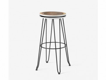 TABURETE FAYE MADERA MACIZA MUNGUR Y ACERO 74 CM CC0045R01-1/1 KAVEHOME