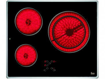 PLACA VITROCERAMICA TEKA TT-630 60CM 3 ZONAS DE COCCION MARCO ACERO INOXIDABLE