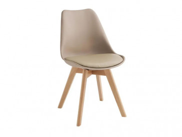 SILLA CARLLOTA CON ESTRUCTURA DE MADERA CON ASIENTO TAPIZADO EN SÍMIL PIEL Y RESPALDO EN POLIPROPILENO GRIS TÓRTOLA OM/238/TO STONES