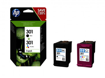 PACK 2 CARTUCHOS TINTA NEGRA/COLOR 301 (N9J72AE#301) HP