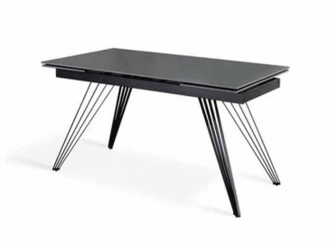 MESA EXTENSIBLE 160/240 X 90 CM MATCH 1 BASE CERAMICA GRIS Y PATAS METALICAS NEGRAS OM/435/GV STONES