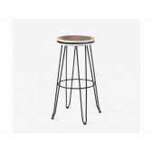 TABURETE FAYE MADERA MACIZA MUNGUR Y ACERO 74 CM CC0045R01-1/1 KAVEHOME