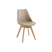SILLA CARLLOTA CON ESTRUCTURA DE MADERA CON ASIENTO TAPIZADO EN SÍMIL PIEL Y RESPALDO EN POLIPROPILENO GRIS TÓRTOLA OM/238/TO STONES
