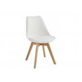 SILLA CARLLOTA CON ESTRUCTURA DE MADERA CON ASIENTO TAPIZADO EN SÍMIL PIEL Y RESPALDO EN POLIPROPILENO BLANCO OM/238/BI STONES