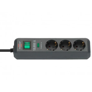 REGLETA ECO-LINE NEGRO 3 TOMAS + INTERRUPTOR 149906 BRENNENSTUHL